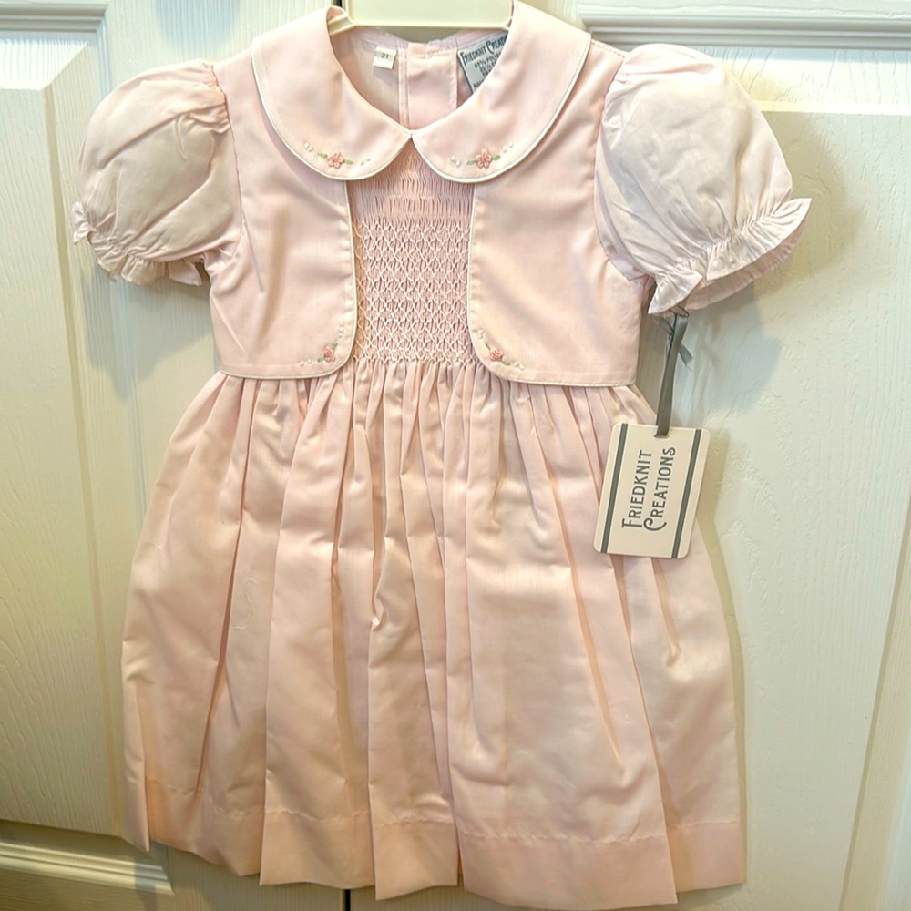 NWT soft, pink embroidered empire dress 2T